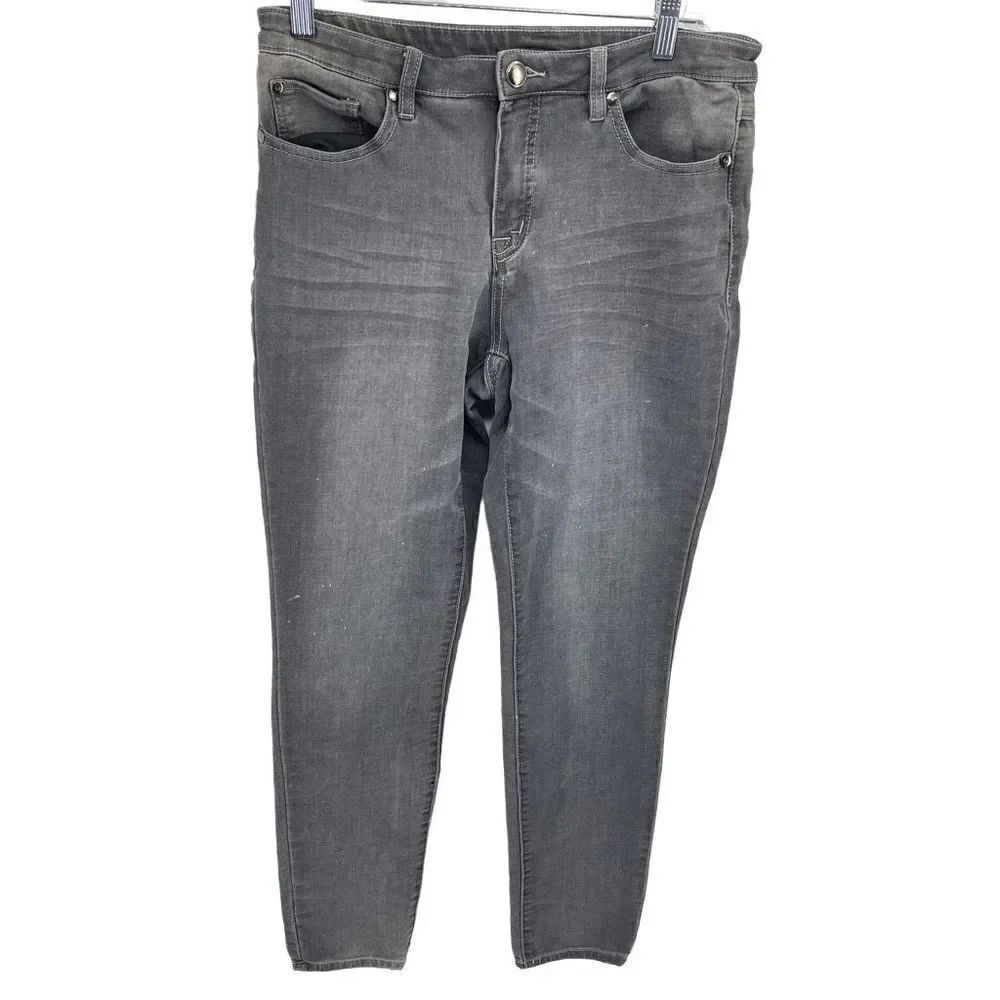 Tribal Womens Skinny Jeans Mid Rise Denim Stretch 5 Pocket Gray Size 8